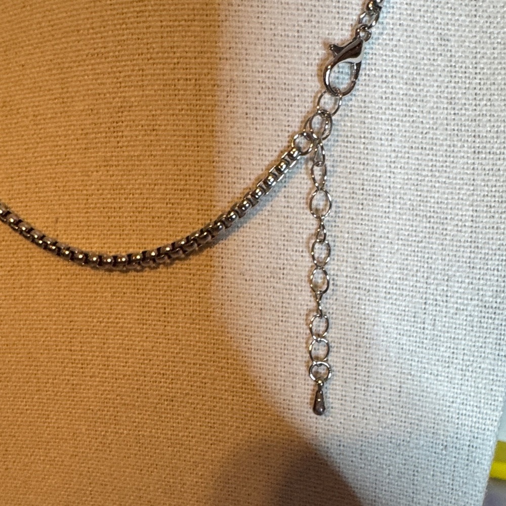 Two-Tone Pendant Necklace with Pave Crystal Medallion BNIB - Picture 3 of 3